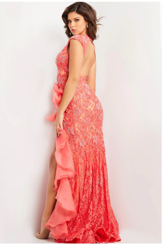 Jovani 38668A Size 8 Coral