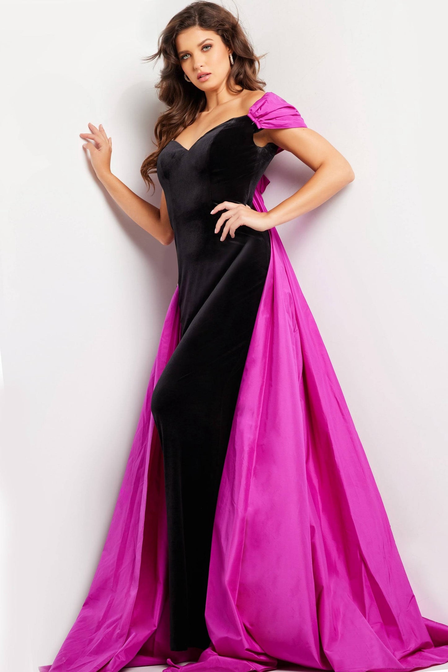 Jovani 37375A Black/Fuchsia Size 4