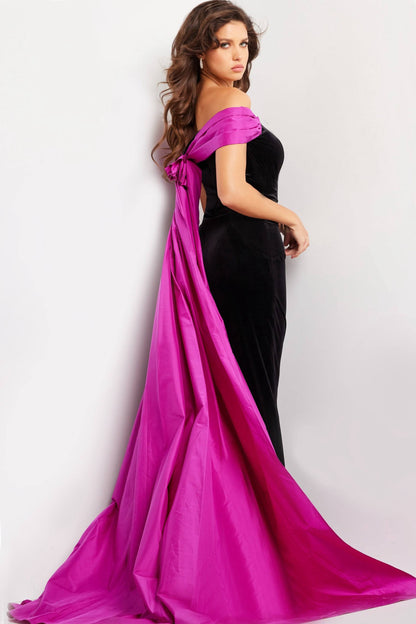 Jovani 37375A Black/Fuchsia Size 4