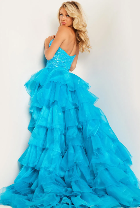 Jovani 37689A Size 2 Ocean