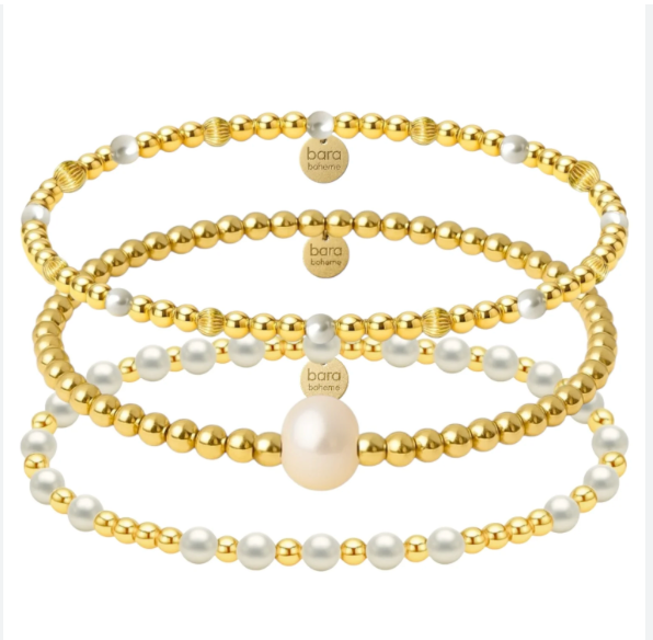 BARA BOHEME VENICE STACK | GOLD FILLED BEADED BRACELET STACK