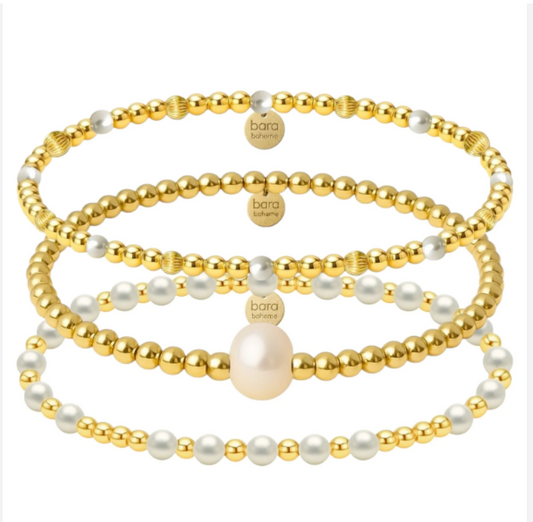 BARA BOHEME VENICE STACK | GOLD FILLED BEADED BRACELET STACK