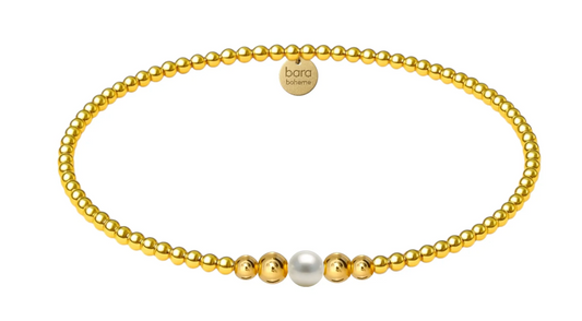 BARA BOHEME JENNA | GOLD FILLED BEADED BRACELET WITH PEARL