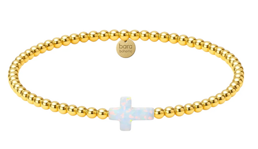 BARA BOHEME CROSS | BEADED OPAL BRACELET