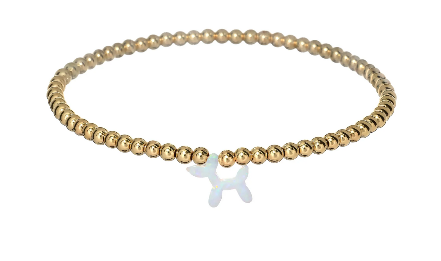 BARA BOHEME BALLOON DOG | OPAL CHARM AND 14K GOLD FILLED BEADS BRACELET