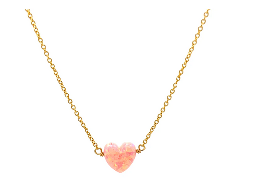 BARA BOHEME MEDIUM HEART | OPAL CHARM ON A GOLD FILLED CHAIN NECKLACE