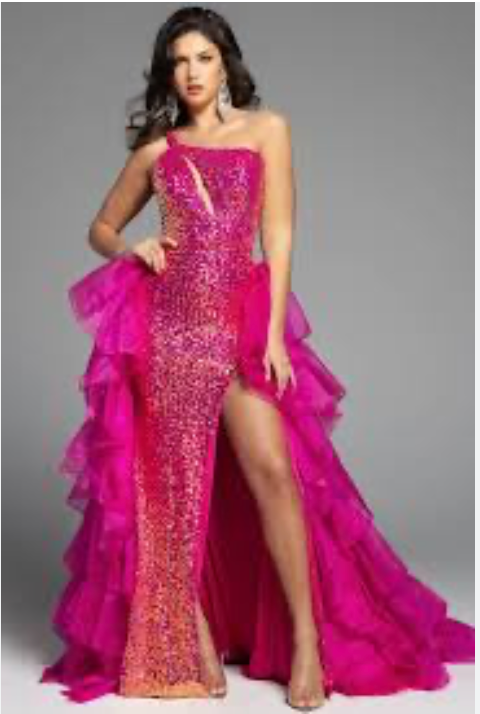 Jovani 37689A size 2 Iridescent Hot Pink