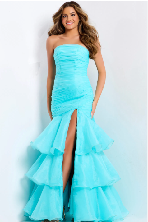 Jovani 49667A Size 4 Aqua